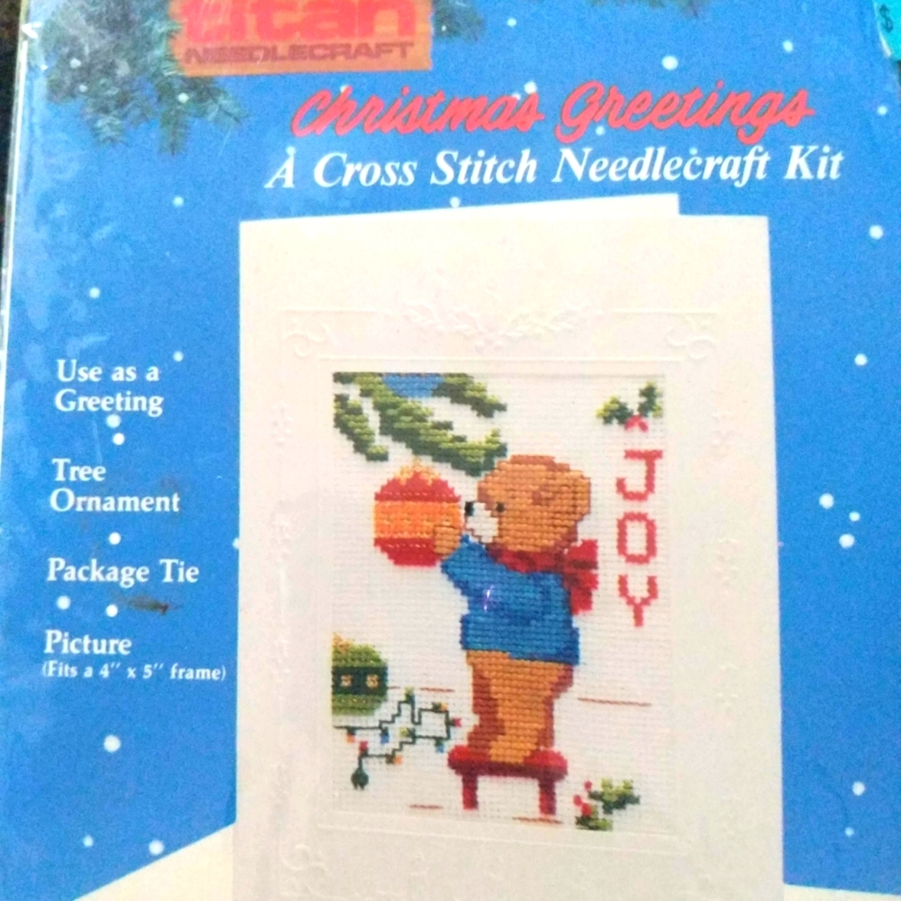 Titan Lot VTG 1988 + Joy Christmas  Lot 2 Cross Stitch Card Kits DIY Gift